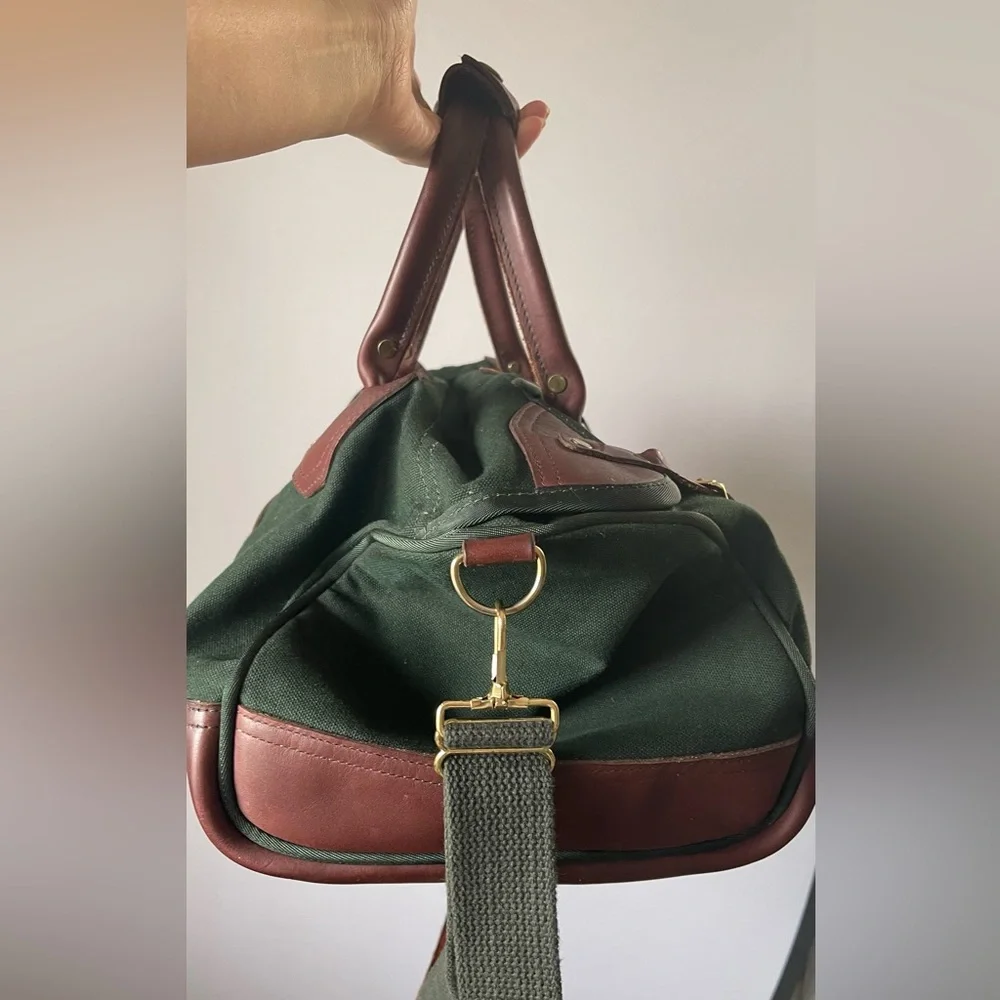 Orvis Battenkill Duffel Bag Forest Green Canvas Leather USA